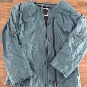 Kelly Wearstler Lambskin Leather Jacket Converts to Vest Teal Blue Size 6